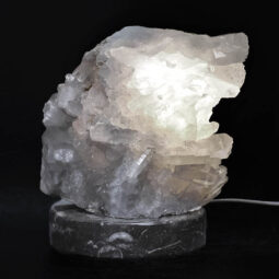 Clear Quartz Druze Lamp on Orthoseras Base – White LED Bulb N2224 | Crystal Factory