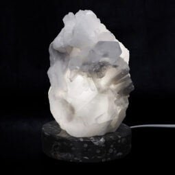 Clear Quartz Druze Lamp on Orthoseras Base – White LED Bulb N2228 | Crystal Factory