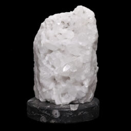 Clear Quartz Druze Lamp on Orthoseras Base – White LED Bulb N2229 | Crystal Factory