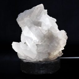 Clear Quartz Druze Lamp on Orthoseras Base – White LED Bulb N2230 | Crystal Factory