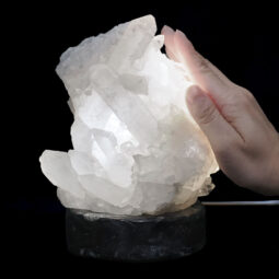 Clear Quartz Druze Lamp on Orthoseras Base – White LED Bulb N2230 | Crystal Factory