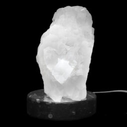 Clear Quartz Druze Lamp on Orthoseras Base – White LED Bulb N2231 | Crystal Factory
