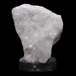 Clear Quartz Druze Lamp on Orthoseras Base – White LED Bulb N2232 | Crystal Factory