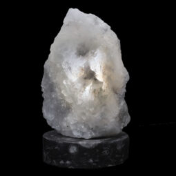 Clear Quartz Druze Lamp on Orthoseras Base – White LED Bulb N2234 | Crystal Factory