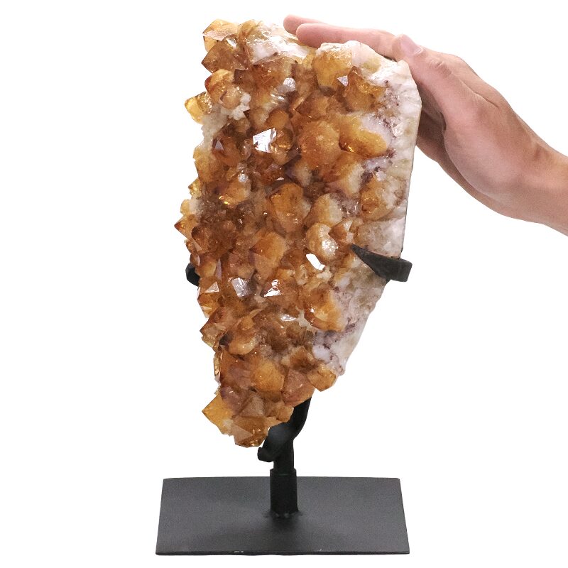 3.9kg Citrine Cluster on Metal Stand DS2935 4 Citrine Cluster on Stand DS2935 | Crystal Factory