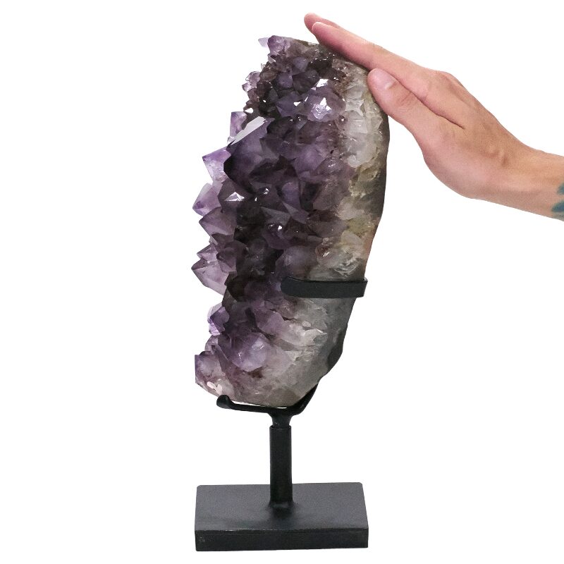 4.8kg Amethyst Druze Cluster on Rotating Stand DS2992 4 Amethyst Druze Cluster on Rotating Stand DS2992 | Crystal Factory