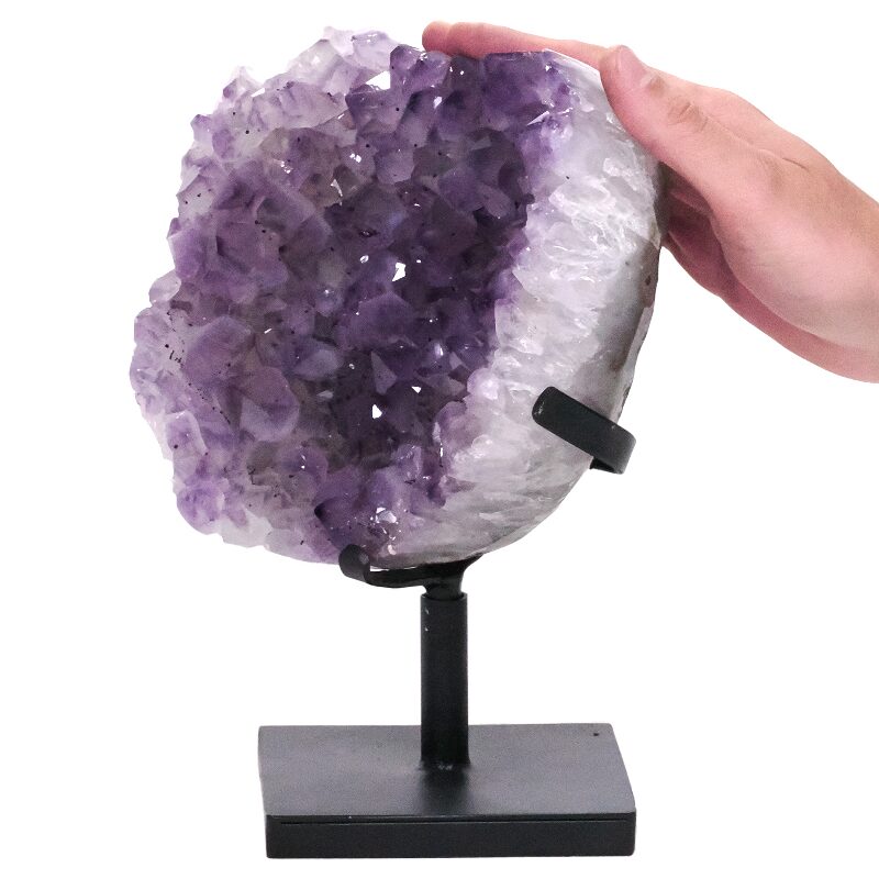 4.2kg Amethyst Druze Cluster on Rotating Stand DS3031 4 Amethyst Druze Cluster on Rotating Stand DS3031 | Crystal Factory