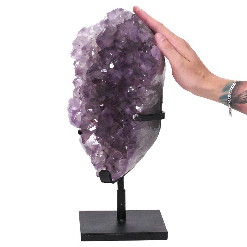 7.4kg Amethyst Druze Cluster on Rotating Stand DS3047 4 Amethyst Druze Cluster on Rotating Stand DS3047 | Crystal Factory