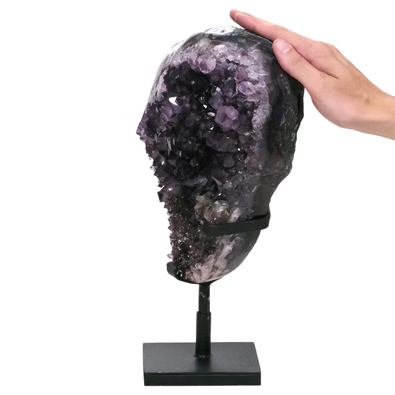 7.4kg Amethyst Druze Cluster on Rotating Stand DS3055 4 Amethyst Druze Cluster on Rotating Stand DS3055 | Crystal Factory