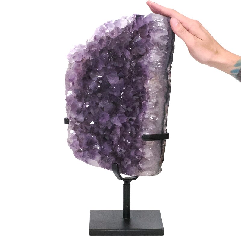 12.4kg Amethyst Druze Cluster on Rotating Stand DS3057 4 Amethyst Druze Cluster on Rotating Stand DS3057 | Crystal Factory