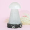 Selenite Mushroom Lamp 15cm With Orthoceras Base | Crystal Factory