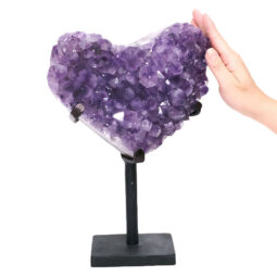 Amethyst Heart Shaped Druze Cluster on Rotating Stand DB783 | Crystal Factory