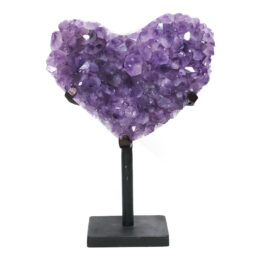Amethyst Heart Shaped Druze Cluster on Rotating Stand DB783 | Crystal Factory