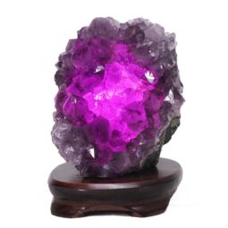 3.75kg Amethyst Lamp on Wooden Base - Purple LED Bulb DB767 6 Amethyst Lamp on Wooden Base – Purple LED Bulb DB767 | Crystal Factory