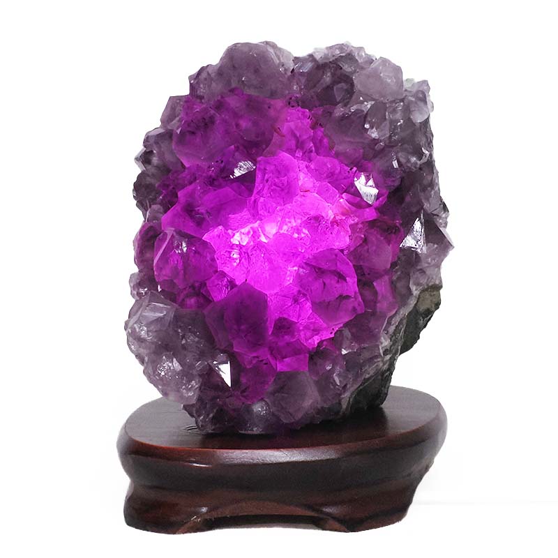 3.75kg Amethyst Lamp on Wooden Base - Purple LED Bulb DB767 4 Amethyst Lamp on Wooden Base – Purple LED Bulb DB767 | Crystal Factory