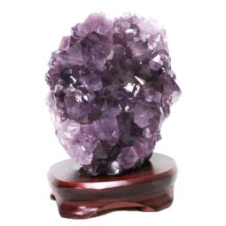 Amethyst Lamp on Wooden Base – Purple LED Bulb DB767 | Crystal Factory