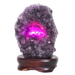 2.15kg Amethyst Lamp on Wooden Base - Purple LED Bulb DB769 6 Amethyst Lamp on Wooden Base – Purple LED Bulb DB769 | Crystal Factory