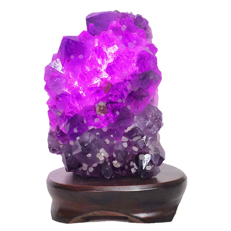 2.99kg Amethyst Lamp on Wooden Base - Purple LED Bulb DB770 4 Amethyst Lamp on Wooden Base – Purple LED Bulb DB770 | Crystal Factory