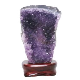 Amethyst Lamp on Wooden Base – Purple LED Bulb DB771 | Crystal Factory