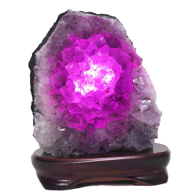3.40kg Amethyst Lamp on Wooden Base - Purple LED Bulb DB772 4 Amethyst Lamp on Wooden Base – Purple LED Bulb DB772 | Crystal Factory