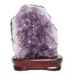 Amethyst Lamp on Wooden Base – Purple LED Bulb DB772 | Crystal Factory