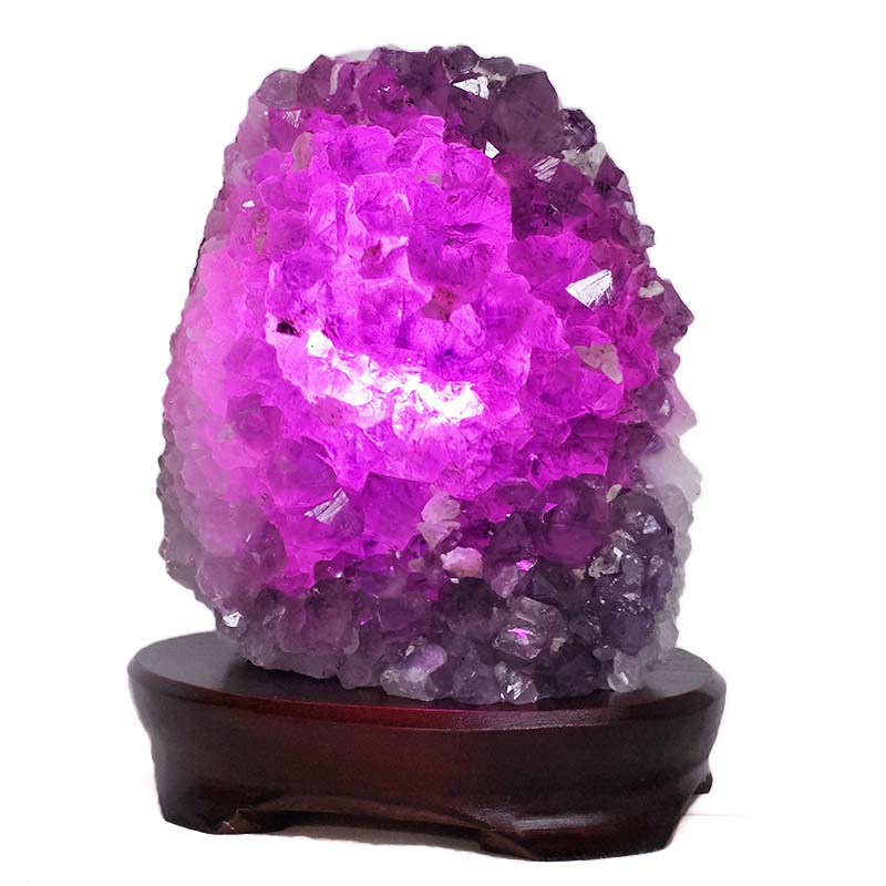 2.87kg Amethyst Lamp on Wooden Base - Purple LED Bulb DB774 4 Amethyst Lamp on Wooden Base – Purple LED Bulb DB774 | Crystal Factory