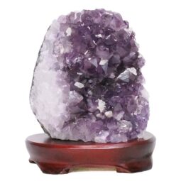 Amethyst Lamp on Wooden Base – Purple LED Bulb DB774 | Crystal Factory