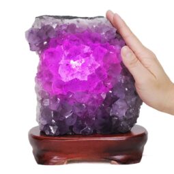 3.42kg Amethyst Lamp on Wooden Base - Purple LED Bulb DB775 7 Amethyst Lamp on Wooden Base – Purple LED Bulb DB775 | Crystal Factory