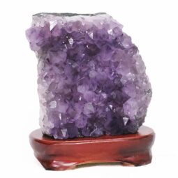 Amethyst Lamp on Wooden Base – Purple LED Bulb DB775 | Crystal Factory