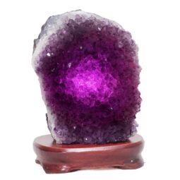 3.86kg Amethyst Lamp on Wooden Base - Purple LED Bulb DB776 6 Amethyst Lamp on Wooden Base – Purple LED Bulb DB776 | Crystal Factory