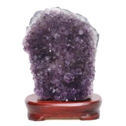 Amethyst Lamp on Wooden Base – Purple LED Bulb DB776 | Crystal Factory
