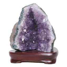 Amethyst Lamp on Wooden Base – Purple LED Bulb DB777 | Crystal Factory