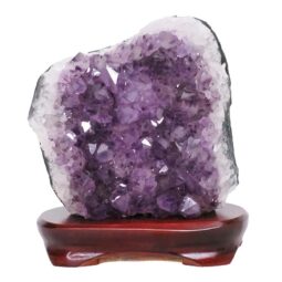 Amethyst Lamp on Wooden Base – Purple LED Bulb DB778 | Crystal Factory