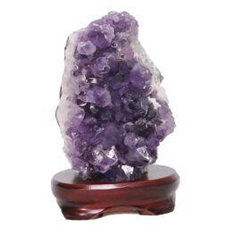 Amethyst Lamp on Wooden Base – Purple LED Bulb DB779 | Crystal Factory