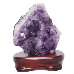 Amethyst Lamp on Wooden Base – Purple LED Bulb DB780 | Crystal Factory