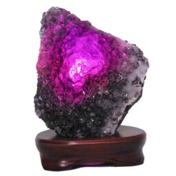 Amethyst Lamp on Wooden Base – Purple LED Bulb DB781 | Crystal Factory