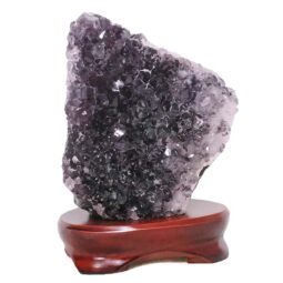 Amethyst Lamp on Wooden Base – Purple LED Bulb DB781 | Crystal Factory