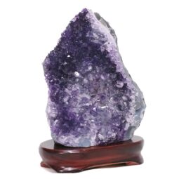 Amethyst Lamp on Wooden Base – Purple LED Bulb L507 | Crystal Factory