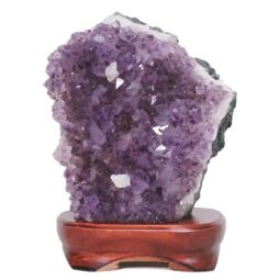 Amethyst Lamp on Wooden Base – Purple LED Bulb L508 | Crystal Factory
