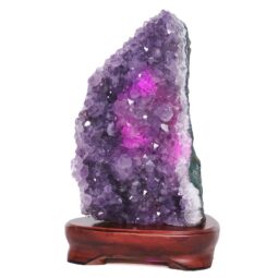 3.08kg Amethyst Lamp on Wooden Base - Purple LED Bulb L510 6 Amethyst Lamp on Wooden Base – Purple LED Bulb L510 | Crystal Factory