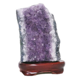 Amethyst Lamp on Wooden Base – Purple LED Bulb L511 | Crystal Factory