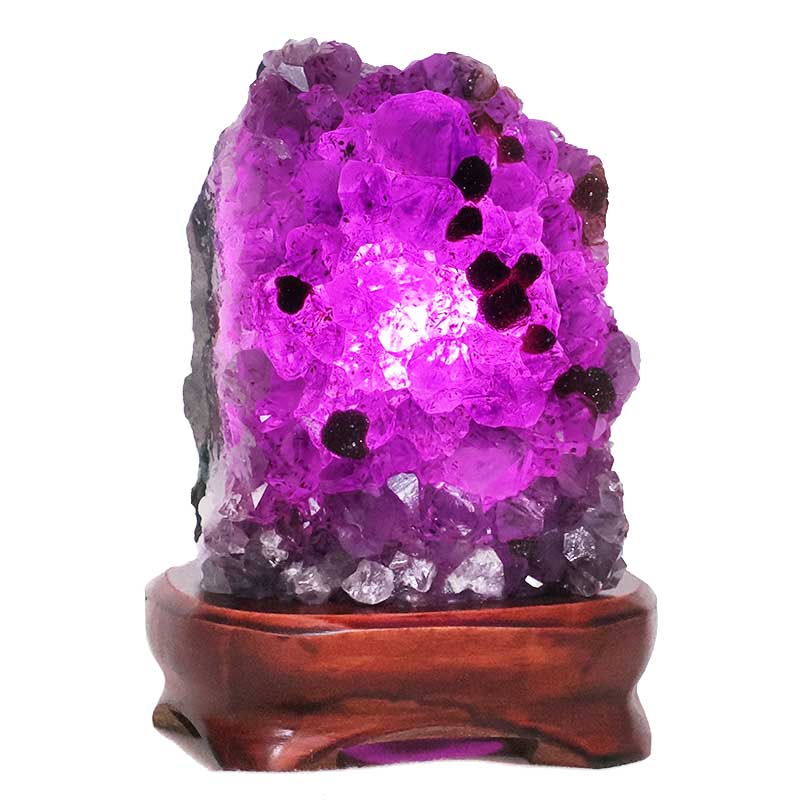 1.87kg Amethyst Lamp on Wooden Base - Purple LED Bulb L513 4 Amethyst Lamp on Wooden Base – Purple LED Bulb L513 | Crystal Factory