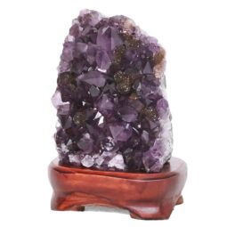 Amethyst Lamp on Wooden Base – Purple LED Bulb L513 | Crystal Factory