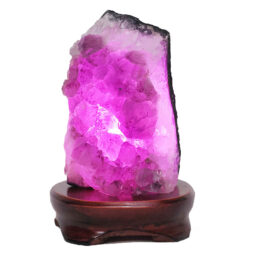 2.54kg Amethyst Lamp on Wooden Base - Purple LED Bulb L515 6 Amethyst Lamp on Wooden Base – Purple LED Bulb L515 | Crystal Factory