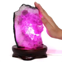 2.54kg Amethyst Lamp on Wooden Base - Purple LED Bulb L515 7 Amethyst Lamp on Wooden Base – Purple LED Bulb L515 | Crystal Factory