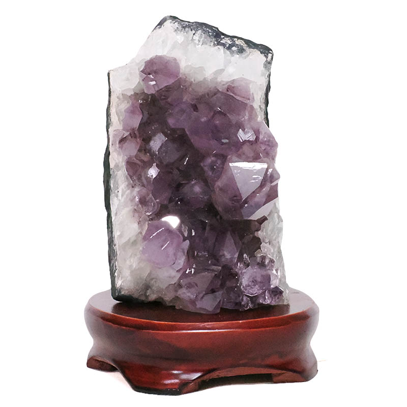 2.54kg Amethyst Lamp on Wooden Base - Purple LED Bulb L515 3 Amethyst Lamp on Wooden Base – Purple LED Bulb L515 | Crystal Factory