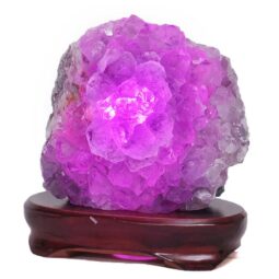 3.27kg Amethyst Lamp on Wooden Base - Purple LED Bulb L517 6 Amethyst Lamp on Wooden Base – Purple LED Bulb L517 | Crystal Factory