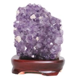 Amethyst Lamp on Wooden Base – Purple LED Bulb L520 | Crystal Factory