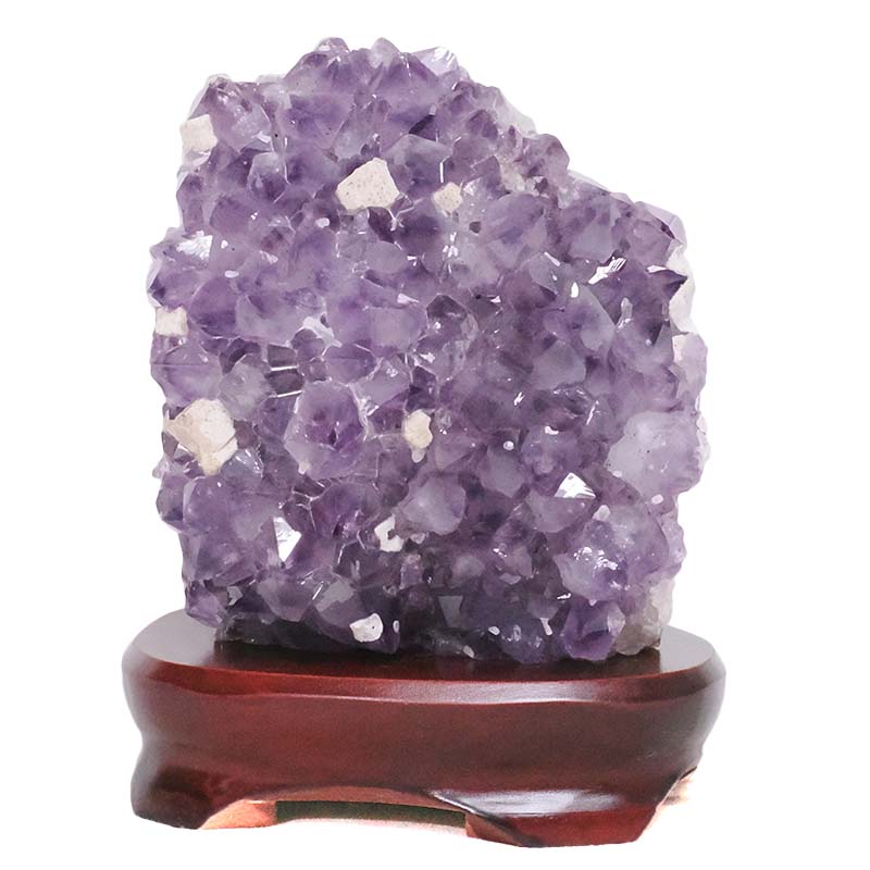 2.60kg Amethyst Lamp on Wooden Base - Purple LED Bulb L520 3 Amethyst Lamp on Wooden Base – Purple LED Bulb L520 | Crystal Factory