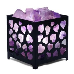Amethyst Rough Crystal Heart Basket Lamp | Crystal Factory